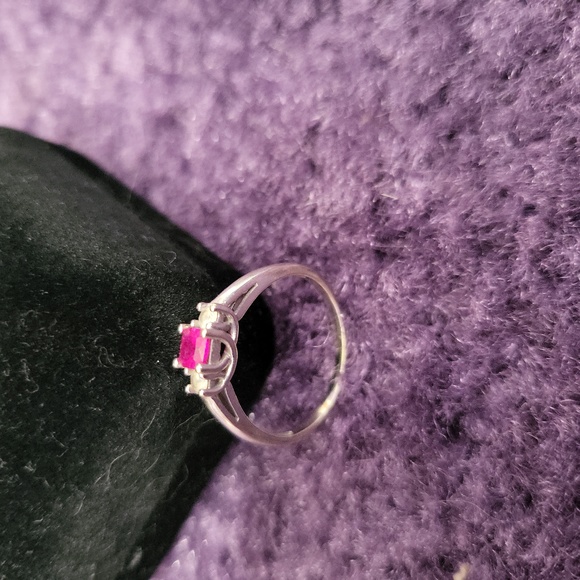 Kay Jewelers lab created Ruby and Sapphire ring 10k white gold - Picture 2 of 3